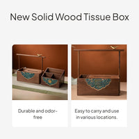 Walnut Tissue Box Wooden Storage Organizer Handheld