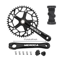 Folding Bike Crankset Aluminum Alloy Crankset with Hollow Unitary Design Matte Black Crank Arms for Cyclists, Commuters, City Riding