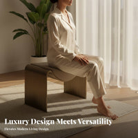 Italian Inspired M-Shaped Vanity Stool Modern Minimalist Design Indoor Seating fashion-forward design Ottoman Upholstered for Interior Designers, Apartment Dwellers, Living Room, Entryway, Walk-in Closet, Home Office