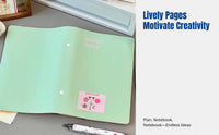 Refillable Notebook, PU Leather A6 Binder, Student Journal, Olive, Cute, Colorful Pages