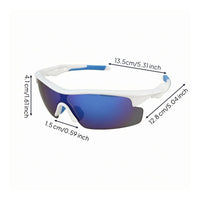 Close-Fitting Mirrored Visor Sunglasses Blue Accents Curved-Around Sports Sunglasses Lightweight Athletic Curved-Around Shades for Cycling, Training, Skating
