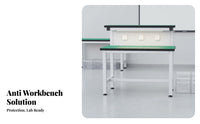 Built-in LED Light Anti-Static Workbench Steel Frame Construction Electronics Assembly Station Wear-Resistant Desktop Heavy Duty Work Table Easy to Assemble for Workshop Technicians, Factory Workers, Engineers