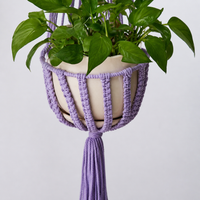 Macrame Plant Hanger Fiber Hand-Woven Hanging Planter, Bohemian Hanging Basket for Balcony Garden & Home Decor