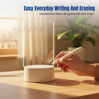 Acrylic Transparent LED Desk Memo Board, Double-Sided Erasable Whiteboard for Home Office, Desktop Reminder Board
