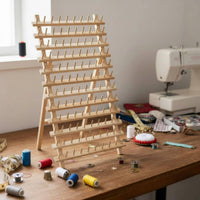 Space-Saving Wooden Thread Rack Multi-Slot Foldable Spool Holder Sturdy Sewing Thread Organizer Easy to Use for Craft Room, Salon