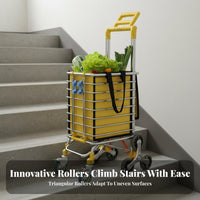 Foldable Stair Climbing Cart Multifunctional Stair Climbing Shopping Cart Heavy Duty Aluminum Shopping Trolley for Shoppers, Stairs, Home, Supermarket
