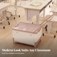 Foldable Trolley Bin With casters Mobile Book Box Large Capacity for Classroom