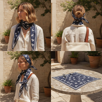 Korean Style Triangle Scarf for Women, Versatile Imitation Silk Printed Shawl, Decorative Neck Scarf