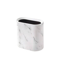 Slim Trash Can Oval Slim Trash Bin Bathroom Wastebasket Modern for Kitchen, Living Room