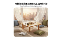 Space-Saving Foldable Square Table Multi-Purpose Square Collapsible Table Portable Floor Desk Easy Setup for Apartment Dwellers, Tea Enthusiasts, Meditators, Bay Window, Small Areas, Living Room, Bedroom
