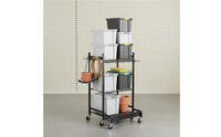 Wheeled Tool Rack Black Garden Storage Universal Multi-Shelf for Garage