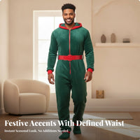 Plush Hooded Jumpsuit with Zipper Zippered One-Piece Costume Cozy Jumpsuit Costume Soft for Adults, Halloween, Cosplay, Holiday Parties