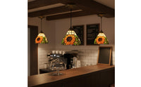 Colorful Stained Glass Hanging Lamp Light Decorative Vintage Hanging Lamp Adjustable Height for Cafe, Dining Room, Bedside