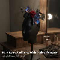 Gothic Flower Fascinator Vintage Inspired Halloween Mesh Covering Hair Fastener Flower Mesh Hair Fastener Retro Design Dark