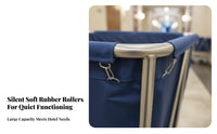 Hotel Housekeeping Trolley Large Capacity Stainless Steel Linen Cart Quiet Casters Heavy Duty Laundry Trolley for Janitors, Hotels, Guesthouses