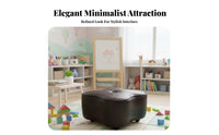 Movable with Wheels Clover-Shaped Wheeled Pouf Padded Seat Low Stool Tufted Button Accent Footrest for Adults, Children, Living Room, Bedroom, Entryway
