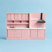 2 Pieces Dollhouse Kitchen Set with Sink Modular for Collectors, Hobbyists