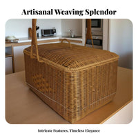 Handwoven Large Round Tote with Handles Spacious Handled Market Tote Multi-Purpose Woven Basket adaptable for Worshippers, Families, Homeowners, Religious Ceremonies, Home Decor, Fruit Markets, Shopping