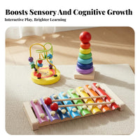 Hand-Eye Coordination Wooden Bead Maze Develops Fine Movement Skills Bead and Wire Maze Toy Color & Shape Recognition for 1-3 Year Olds