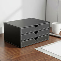 Leather Desk Organizer Box Handmade Desktop Document Drawer Single-Unit