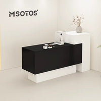Commercial Checkout Counter Multi-Functional Modern Front Desk with Counter Spacious Storage Modern Front Desk for Receptionists, Office Lobby