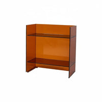Space-Saving C-Shaped Acrylic Table Transparent Look Acrylic C-Table Minimalist Design Household Furniture Slides Under Sofa for Homeowners, Apartment Dwellers, Students, Small Spaces, Bedroom, Living Room, Home Office