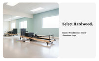 Foldable Pilates Reformer Space-Saving Pilates Core Bed Full Body Workout Wood Frame Reformer