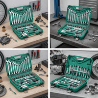 Socket Wrench Set with Case 72-Tooth Ratchet and Socket Set Portable Tools for Hobbyists, Vehicle Owners, Garage, Roadside Emergency
