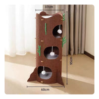 Stable and Long-Lasting Multi-Level Felt Feline Perch With Hanging Ball Toys Kitten Activity Perch Cozy Condos for Multiple Cats