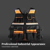Multi-Compartment Work Vest Oxford Material Heavy Duty Tool Vest Reinforced Stitching for Mechanics, Technicians, Auto Repair, Construction, Workshop