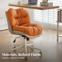 Height Adjustable Upholstered Caster Chair 360-Degree rotate Upholstered Rolling Chair Minimalist Design Office Furniture Comfortable Seating for Students, Teens, Adults, Study Room, Bedroom