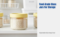 Glass Airtight Storage Jar, Food Grade, Moisture-Resistant, Kitchen Seasoning Organizer, Stackable