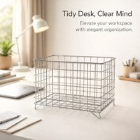 Bathroom Storage Wire Mesh Baskets for Office Desk and Pantry Organization, Small for Students and Accessories, Metal Construction