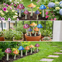 5 Pieces Toadstool Garden Stakes Printed Garden Stake Lightweight for Homeowners