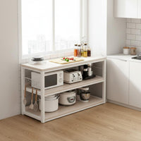 Large Capacity Microwave Oven Stand Stable and Sturdy Kitchen Island Workbench Heavy Duty Utility Table Adjustable Shelves for Pantry