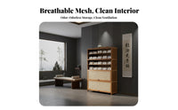 Dustproof Multi-Layer Rattan Shoe Cabinet Ventilated Design Bamboo Shoe Cabinet with Doors Large Capacity Space Saving for Apartment Dwellers, Homeowners, Families, Entryway, Hallway, Living Room, Bedroom