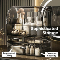Cosmetic Storage Box Acrylic Organizer with Drawers, Clear with Lid for Makeup Bedroom Vanity and Bathroom Counter Organization, Large Capacity