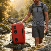 Adjustable Strap Waterproof Backpack Front Loops Zip Pocket Backpack Red-Orange Rucksack Black Trim