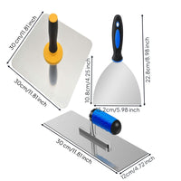 3 Pieces Mortar Board and Trowel Set Ergonomic Handle Aluminum Plaster Carrier Non Slip Grip Drywall Hand Tool Kit for Beginners, Wall Repair