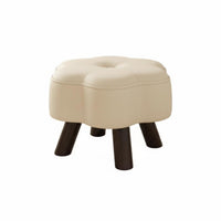 Hardwood Wood Frame Low Padded Footstool Soft pad Upholstered Ottoman Multi-Functional Small Stool Minimalist Design for Children, Homeowners, Office Workers, Living Room, Entryway, Bedroom