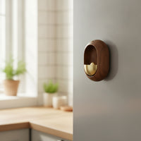 Brass Bell with Wooden Shell Minimalist Wooden Wall Bell Compact Door Chime for Homeowners, Uncluttered Lifestyle Advocates, Entryway