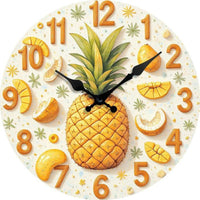 Fruit-Themed Wall Clock Decorative Botanical Pattern Clock Operated Home Decoration for Bedroom