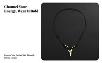 Sliding Knot Tooth Pendant Necklace Light Yellow Adjustable Cord Necklace Lightweight