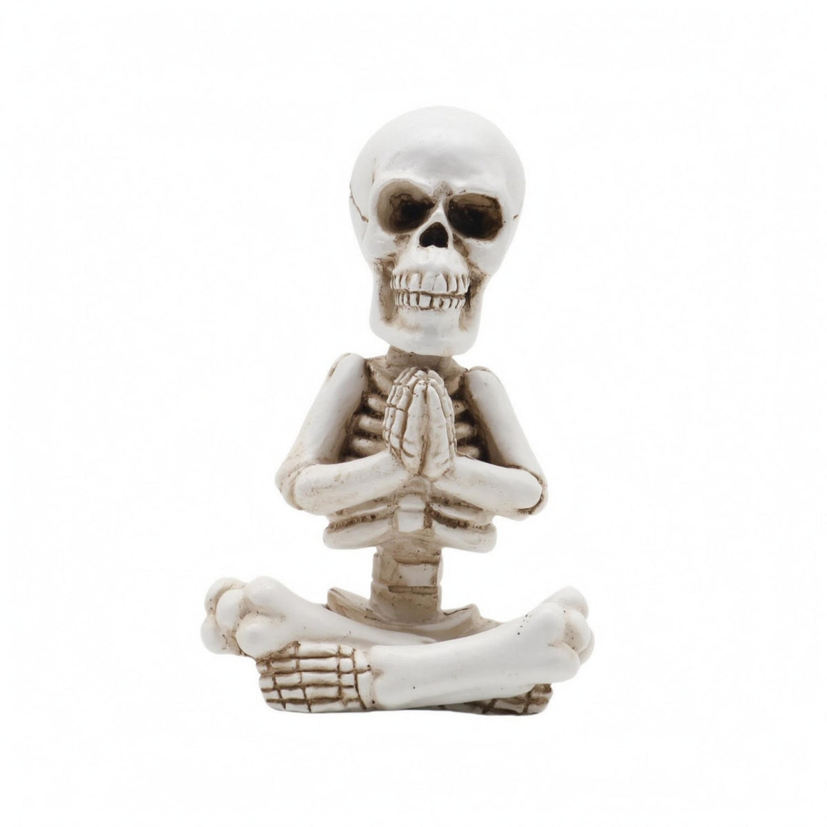 Weathered Finish Skeleton Figurine Seated Resin Skeleton Compact Skull Figurine Tabletop
