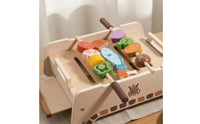 Wooden Role Play Grill Slatted Top Tabletop Barbecue Grill Toy Smooth Edges for Children