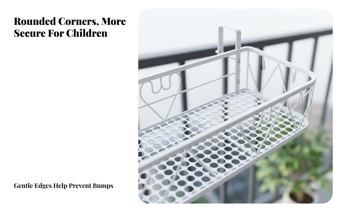 Space-Saving Hanging Railing Planter Easy Installation Balcony Shelf Anti-Rust Plant Holder Sturdy Construction for Apartment Dwellers, Home Decorators, residents, Windowsill, Fence, Patio, Porch