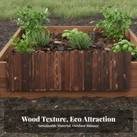 Carbonized Wood Picket Border Landscape Border Fence Easy to Install Flower Bed Border for Vegetable Garden Area, Lawn, Pathway