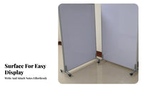 3-Panel Wheeled Divider Magnetic Surface 3-Panel Folding Writing Board Foldable Design Mobile Whiteboard for Presenters, Classroom, Open-Plan Spaces