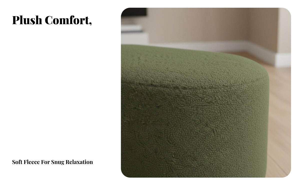Round Boucle Ottoman Teddy Fleece Texture Round Boucle Stool Nordic design Textured Fabric for Homeowners, Entryway, Lounge Area