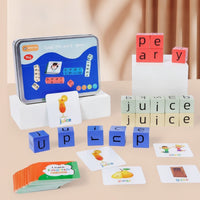 Letter Matching Game Hands-on Spelling Toy with Storage Tin Alphabet Blocks with Tin Portable Letter Cubes Game Compact